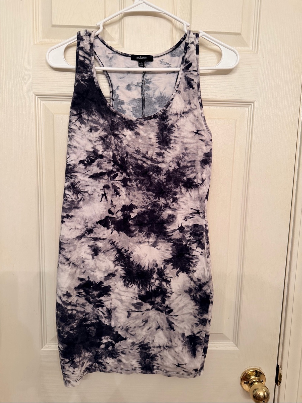 Ambiance Black & White Tie-Dye Racerback Tank dress